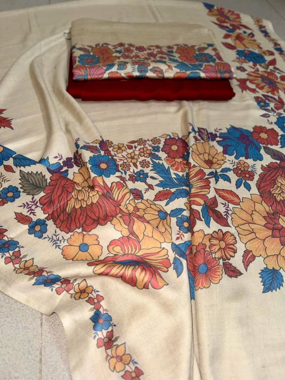 Printed Kalamkar Unstitched 3pc