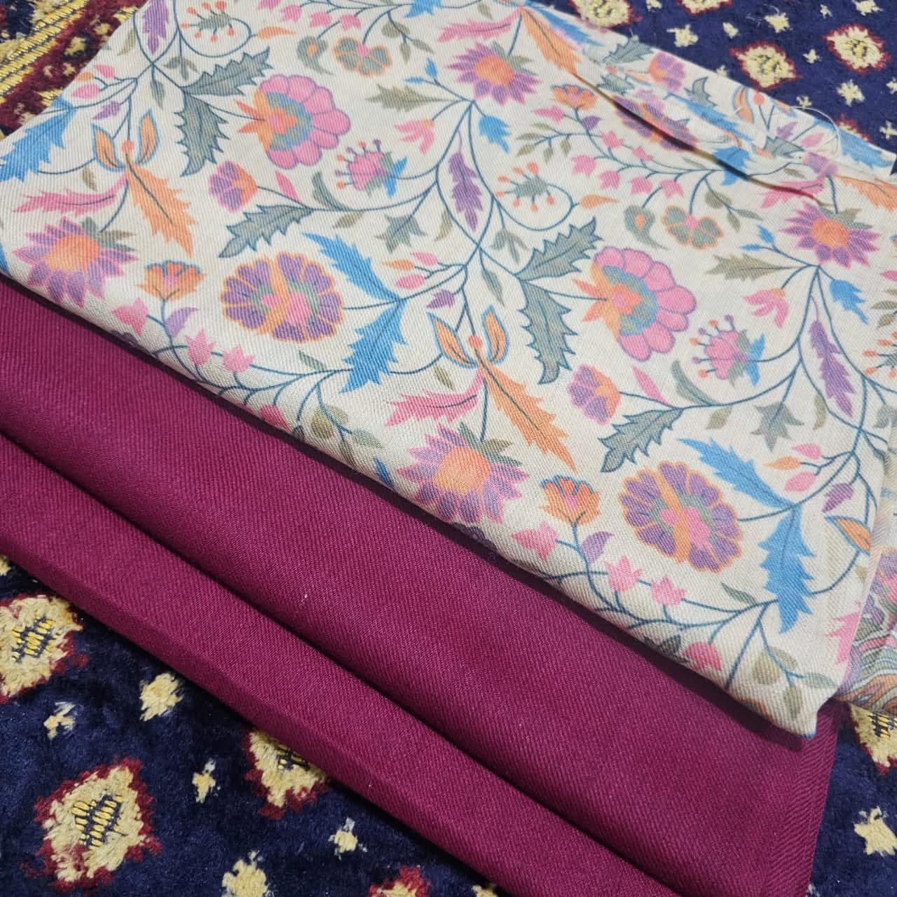 Printed Kalamkar Unstitched 3pc