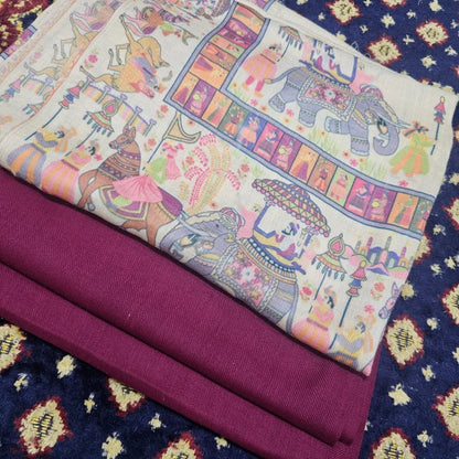 Printed Kalamkar Unstitched 3pc