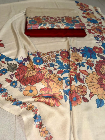 Printed Kalamkar Unstitched 3pc